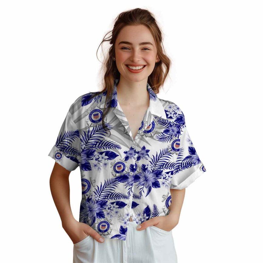 Coast Guard Tropical Blossom Hawaiian Shirt Top rated