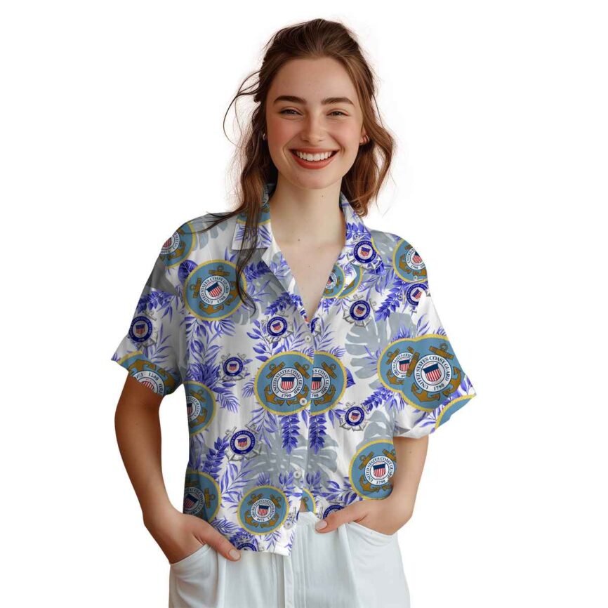 Coast Guard Tropical Fronds Hawaiian Shirt Top rated