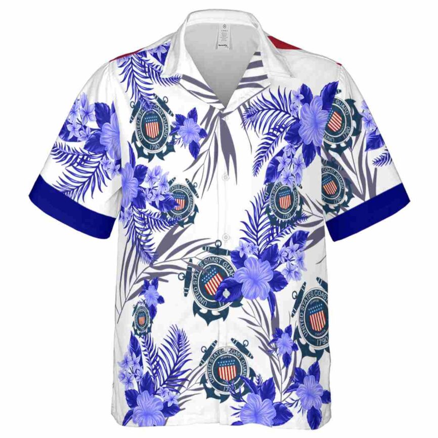 Coast Guard US Flag Floral Hawaiian Shirt Fashion forward