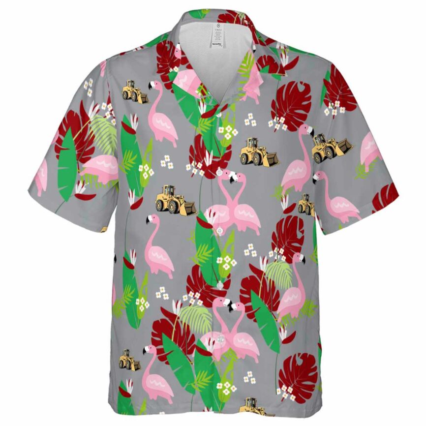 Construction Flamingo Leaf Hawaiian Shirt Fashion forward