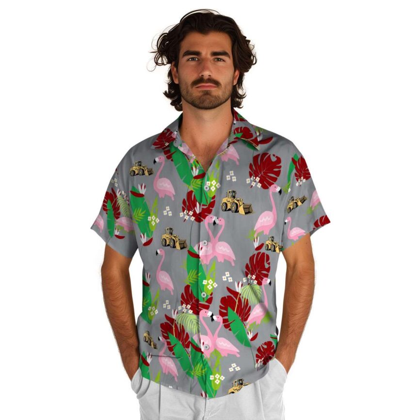 Construction Flamingo Leaf Hawaiian Shirt New Arrival