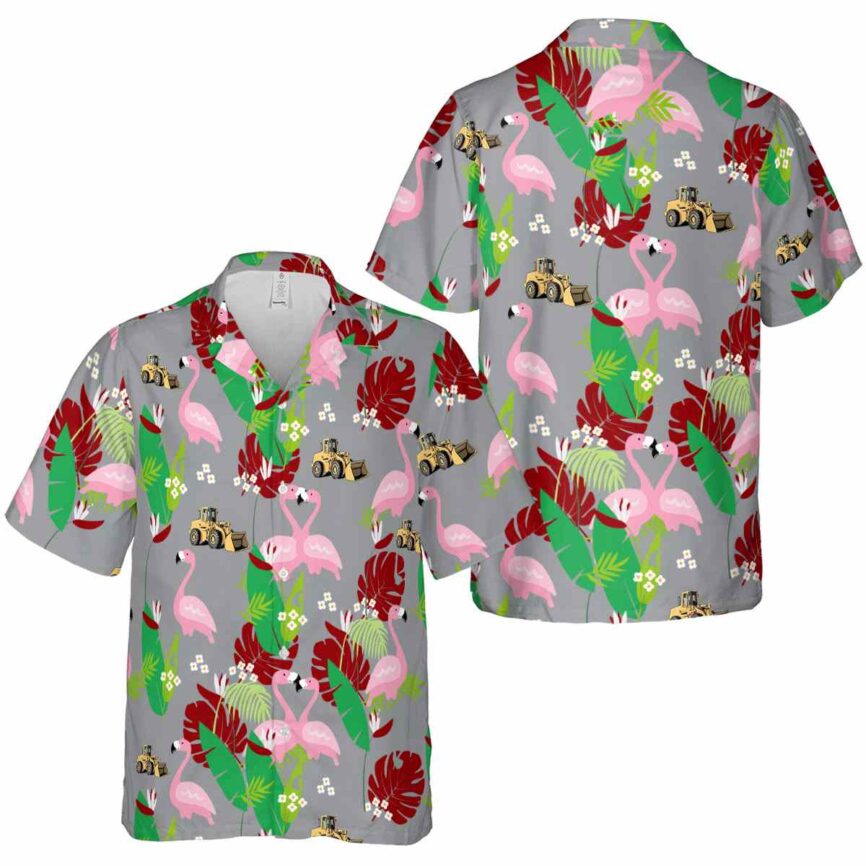 Construction Flamingo Leaf Hawaiian Shirt Premium grade