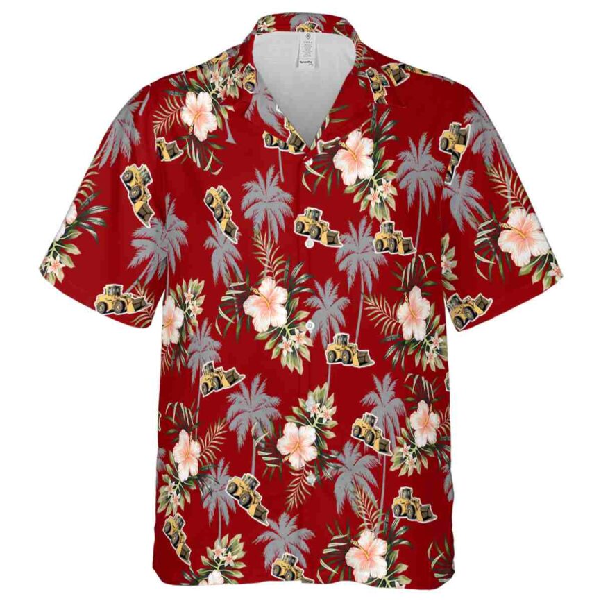 Construction Hibiscus Palm Hawaiian Shirt Fashion forward