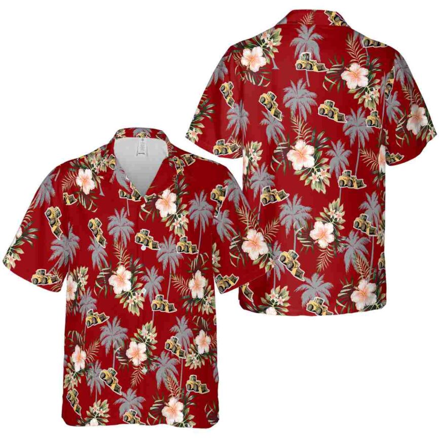 Construction Hibiscus Palm Hawaiian Shirt Premium grade