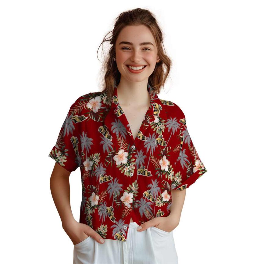 Construction Hibiscus Palm Hawaiian Shirt Top rated