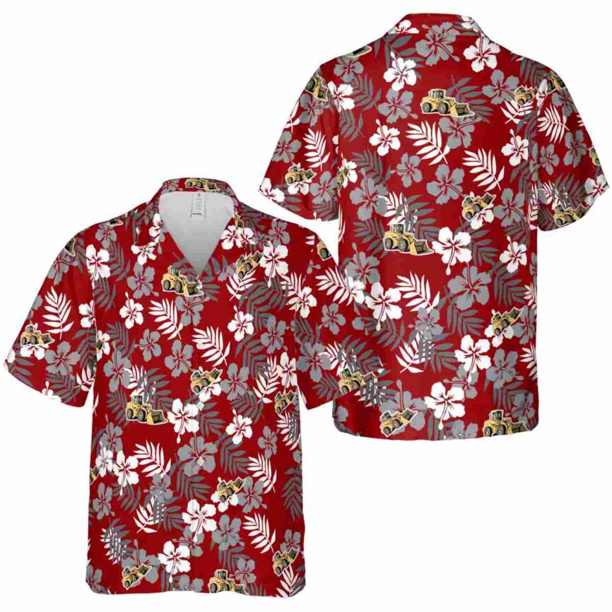 Construction Leafy Hibiscus Hawaiian Shirt Premium grade