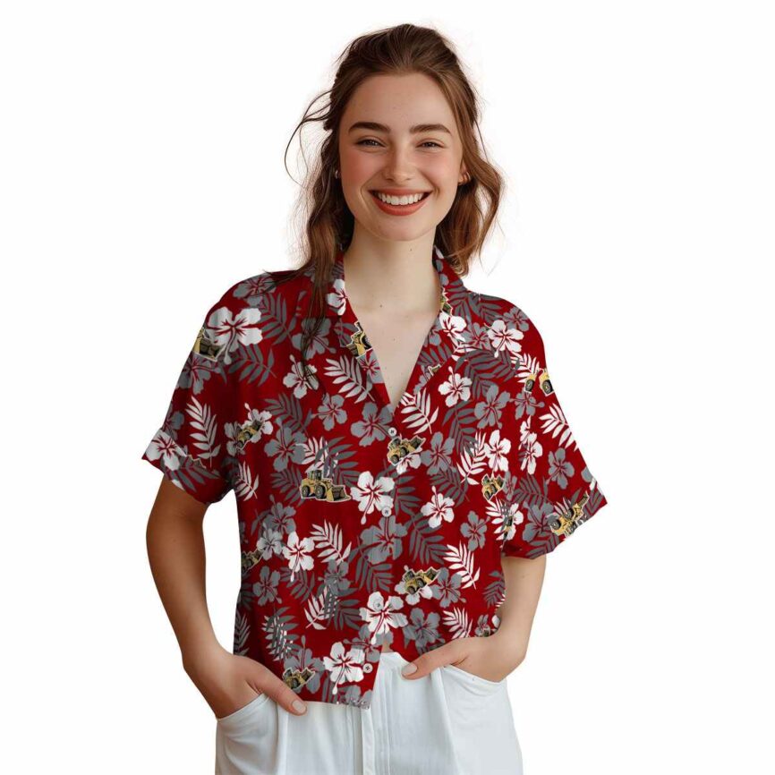 Construction Leafy Hibiscus Hawaiian Shirt Top rated