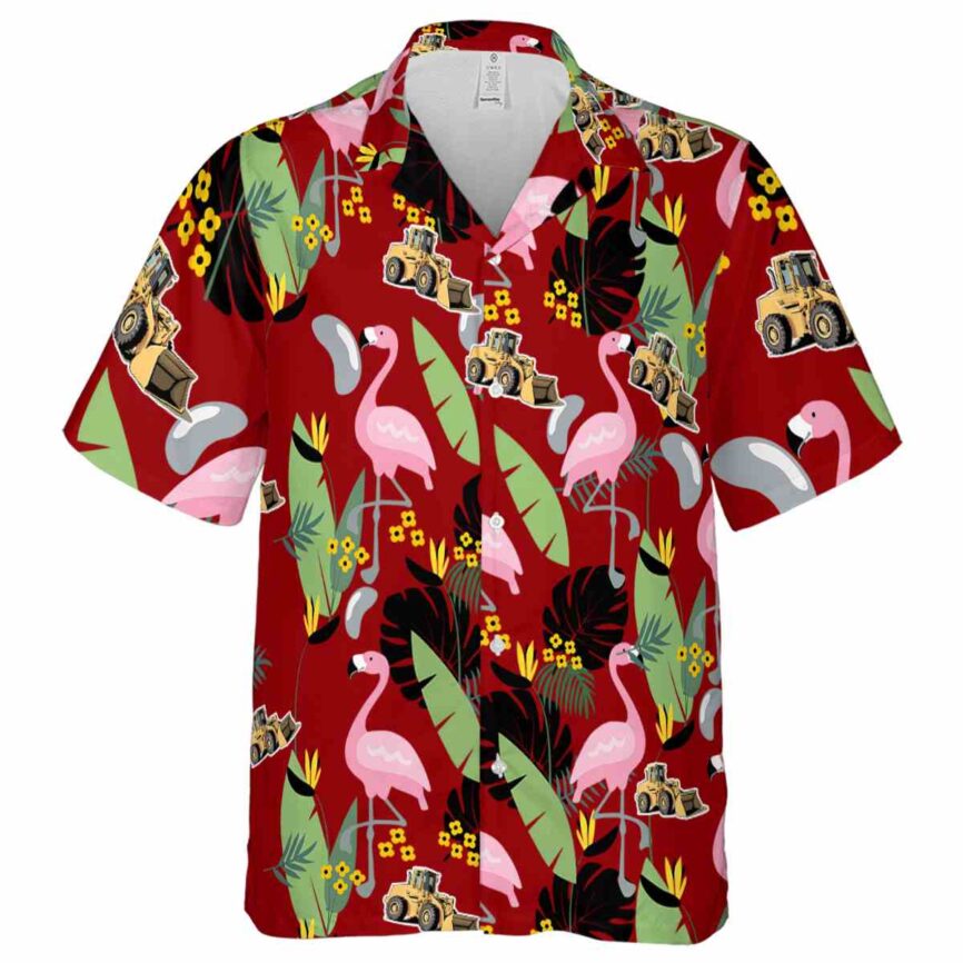 Construction Pink Flamingo Hawaiian Shirt Fashion forward