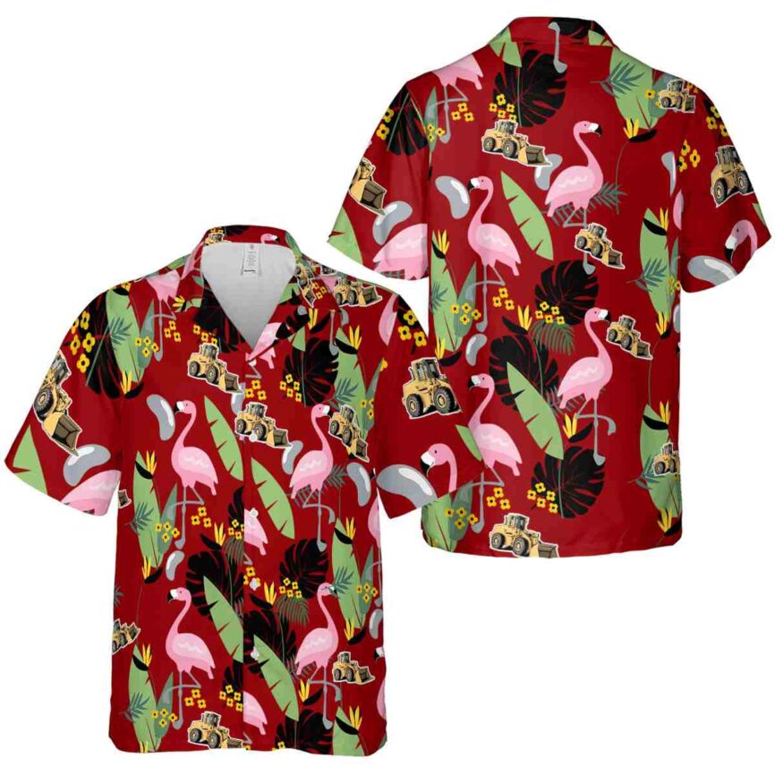 Construction Pink Flamingo Hawaiian Shirt Premium grade