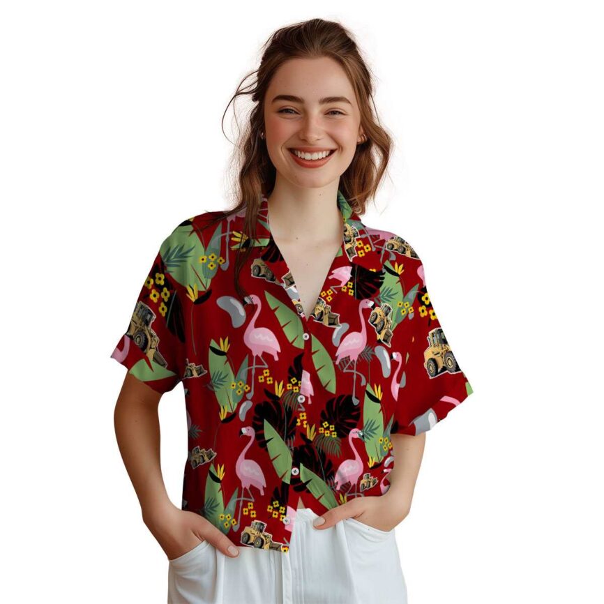 Construction Pink Flamingo Hawaiian Shirt Top rated