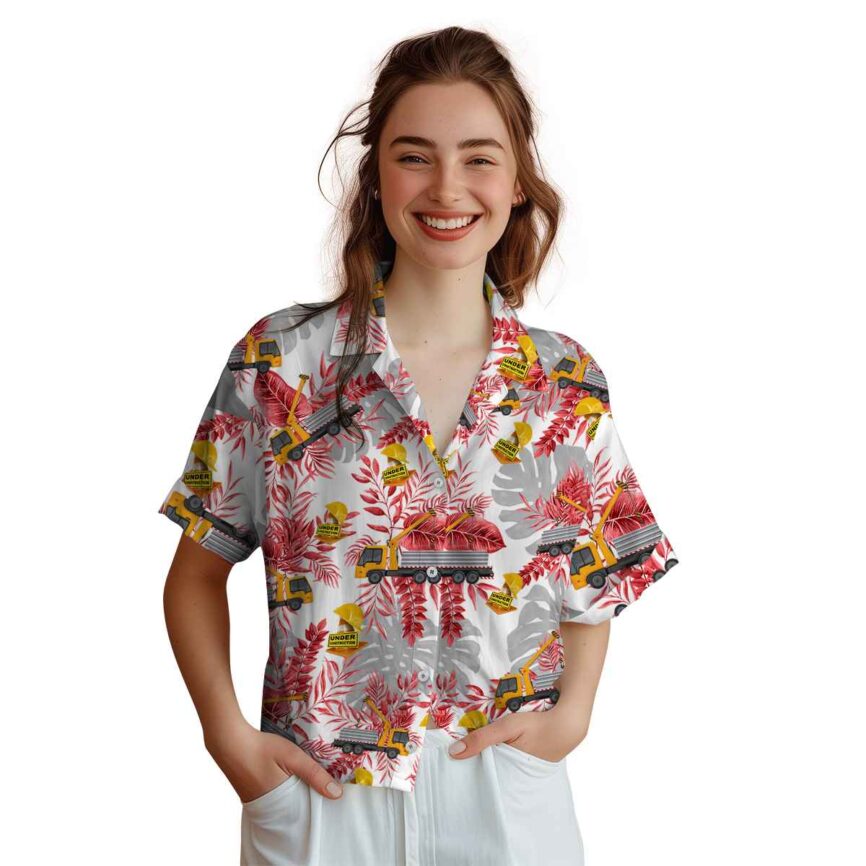 Construction Tropical Fronds Hawaiian Shirt Top rated