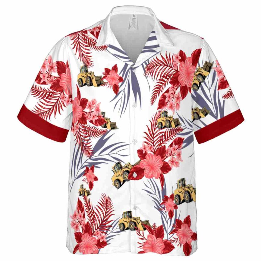 Construction US Flag Floral Hawaiian Shirt Fashion forward