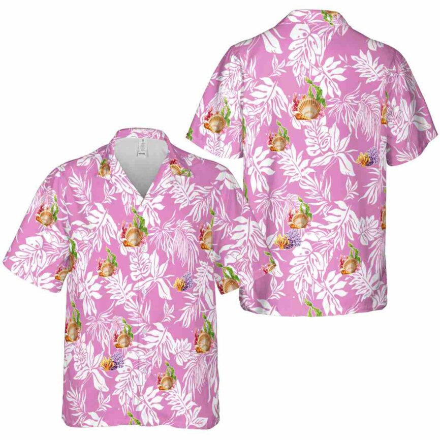 Coral Bold Foliage Hawaiian Shirt Premium grade