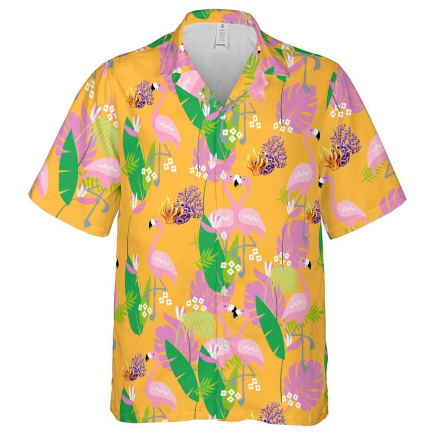 Coral Flamingo Leaf Hawaiian Shirt Fashion forward