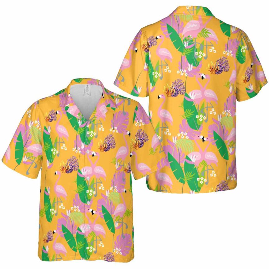 Coral Flamingo Leaf Hawaiian Shirt Premium grade