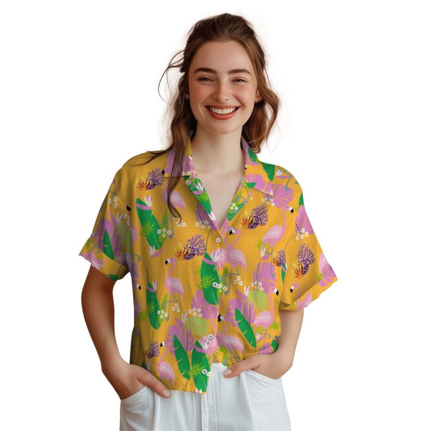 Coral Flamingo Leaf Hawaiian Shirt Top rated