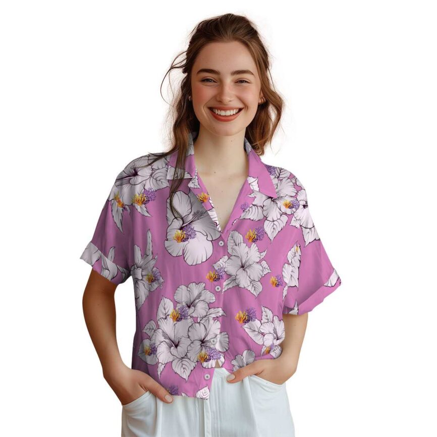 Coral Hibiscus Flower Hawaiian Shirt Top rated