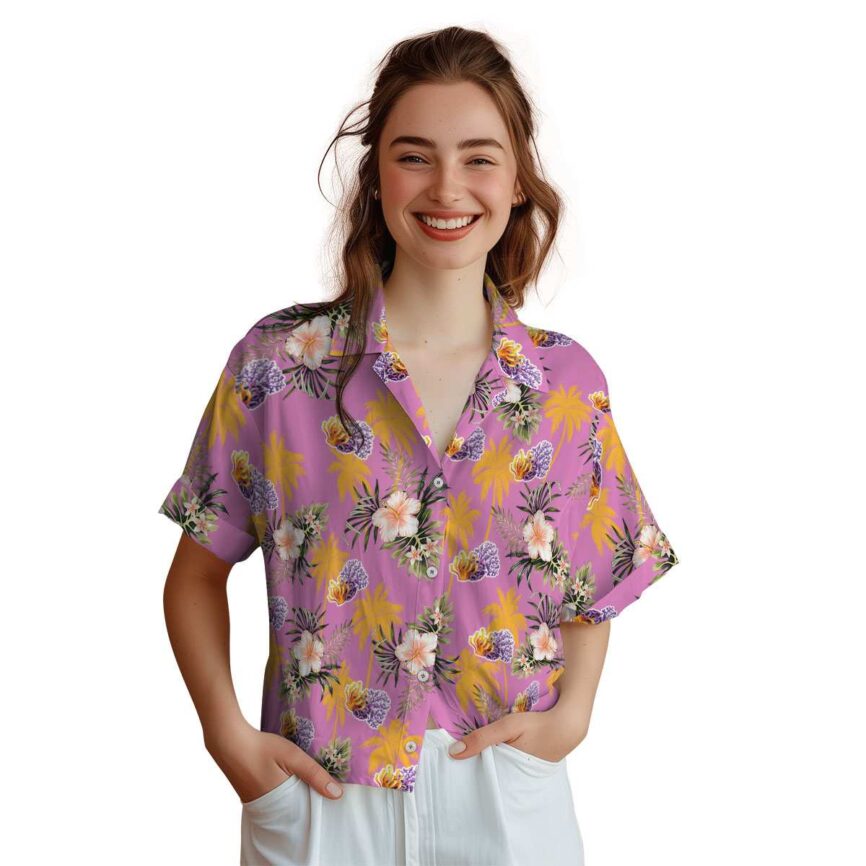 Coral Hibiscus Palm Hawaiian Shirt Top rated