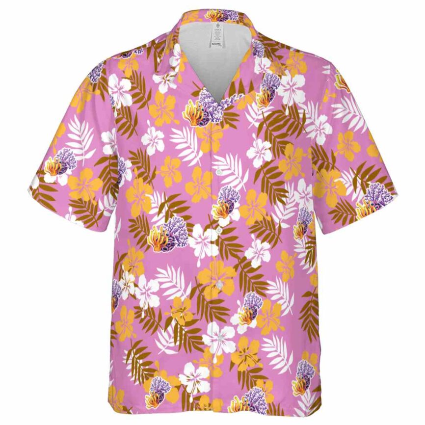 Coral Leafy Hibiscus Hawaiian Shirt Fashion forward