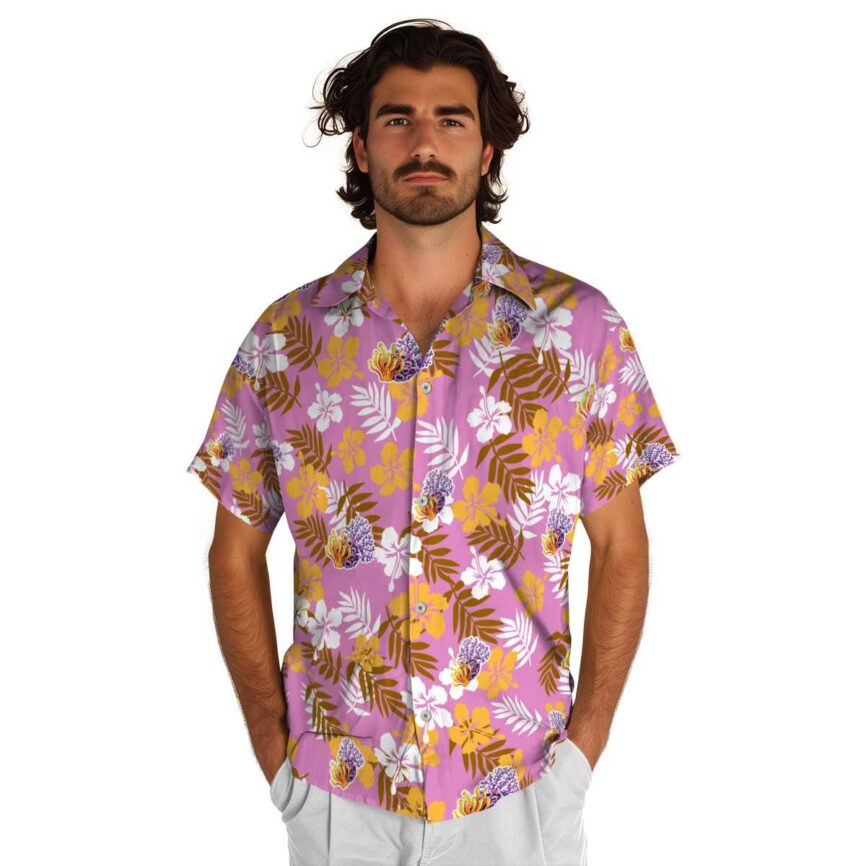 Coral Leafy Hibiscus Hawaiian Shirt New Arrival