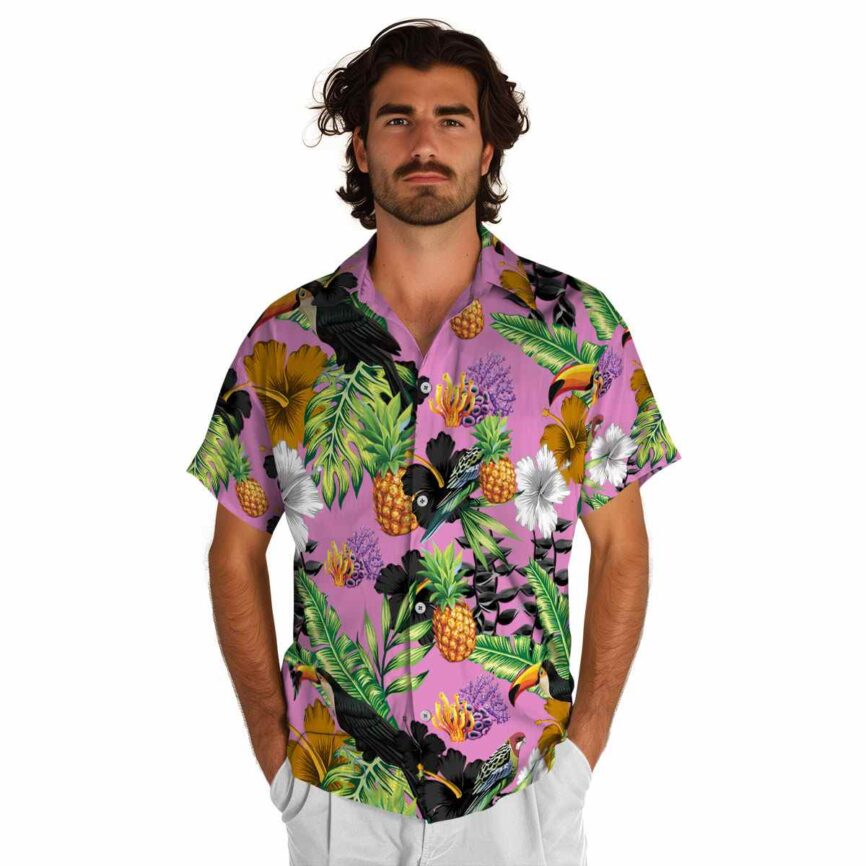 Coral Leafy Toucan Hawaiian Shirt New Arrival