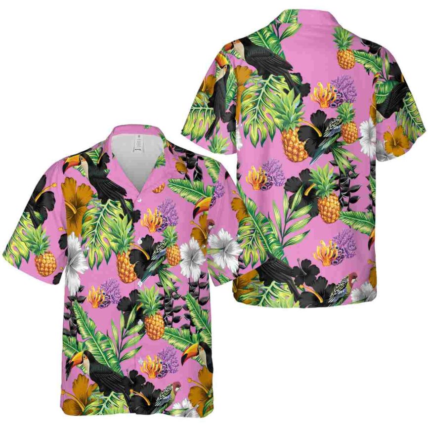 Coral Leafy Toucan Hawaiian Shirt Premium grade