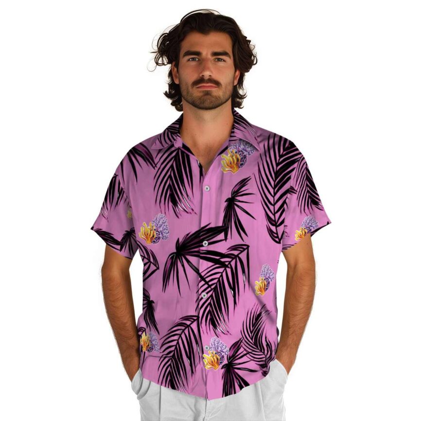 Coral Monochrome Palm Hawaiian Shirt New Arrival