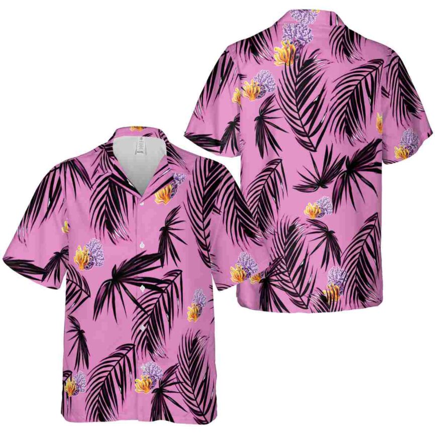 Coral Monochrome Palm Hawaiian Shirt Premium grade