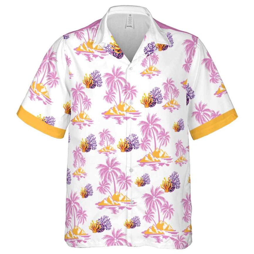 Coral Palm Island Graphic Hawaiian Shirt Fashion forward