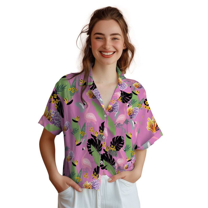 Coral Pink Flamingo Hawaiian Shirt Top rated