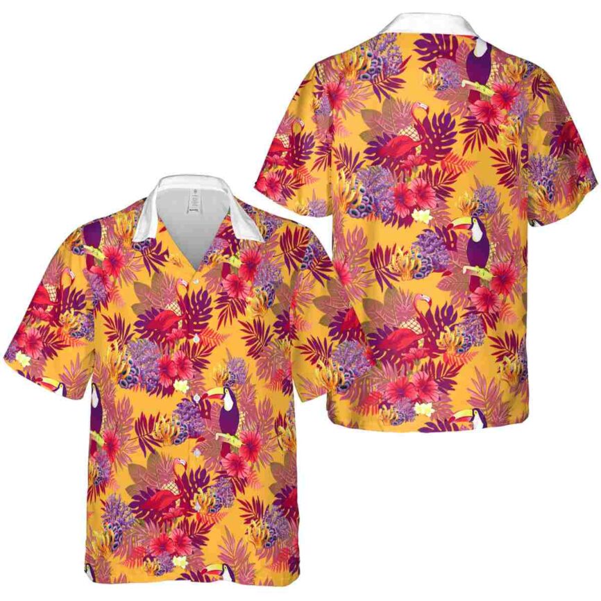 Coral Tropical Bird Hawaiian Shirt Premium grade