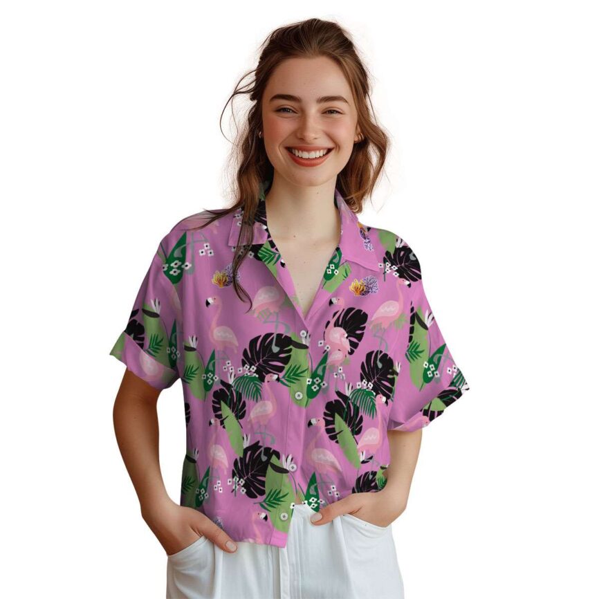 Coral Tropical Flamingo Hawaiian Shirt Top rated