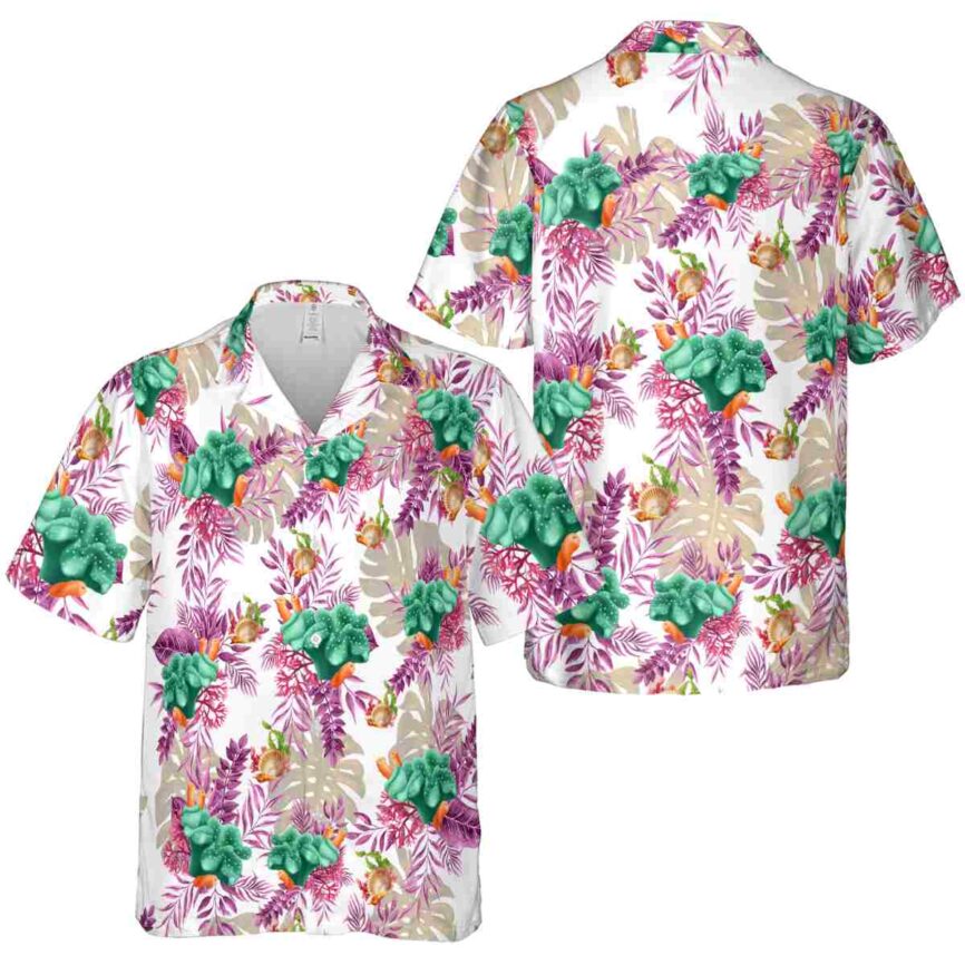 Coral Tropical Fronds Hawaiian Shirt Premium grade