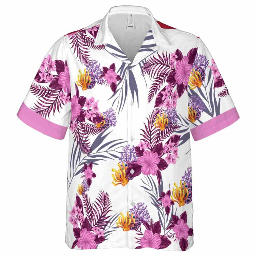 Coral US Flag Floral Hawaiian Shirt Fashion forward