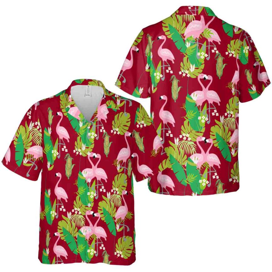 Corn Flamingo Leaf Hawaiian Shirt Premium grade