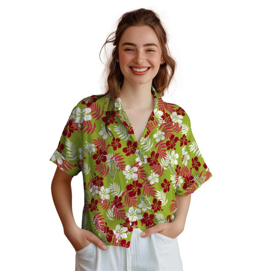 Corn Leafy Hibiscus Hawaiian Shirt Top rated