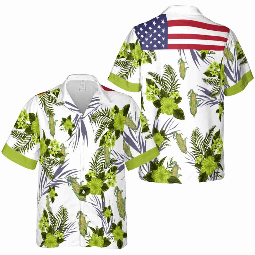 Corn US Flag Floral Hawaiian Shirt Premium grade