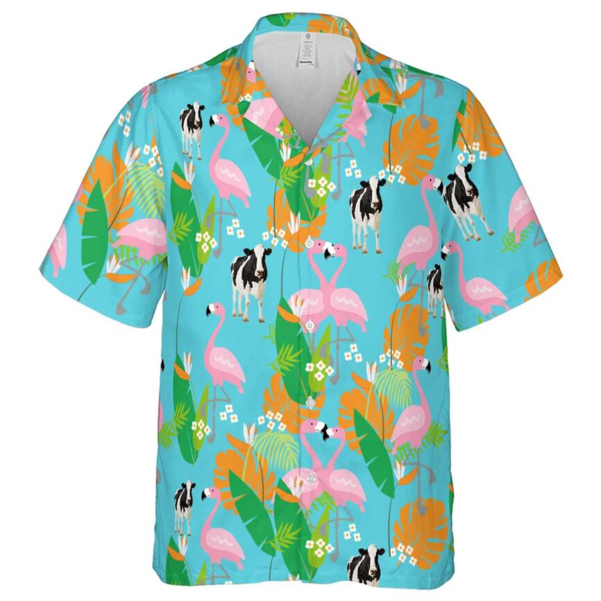 Cow Flamingo Leaf Hawaiian Shirt Fashion forward