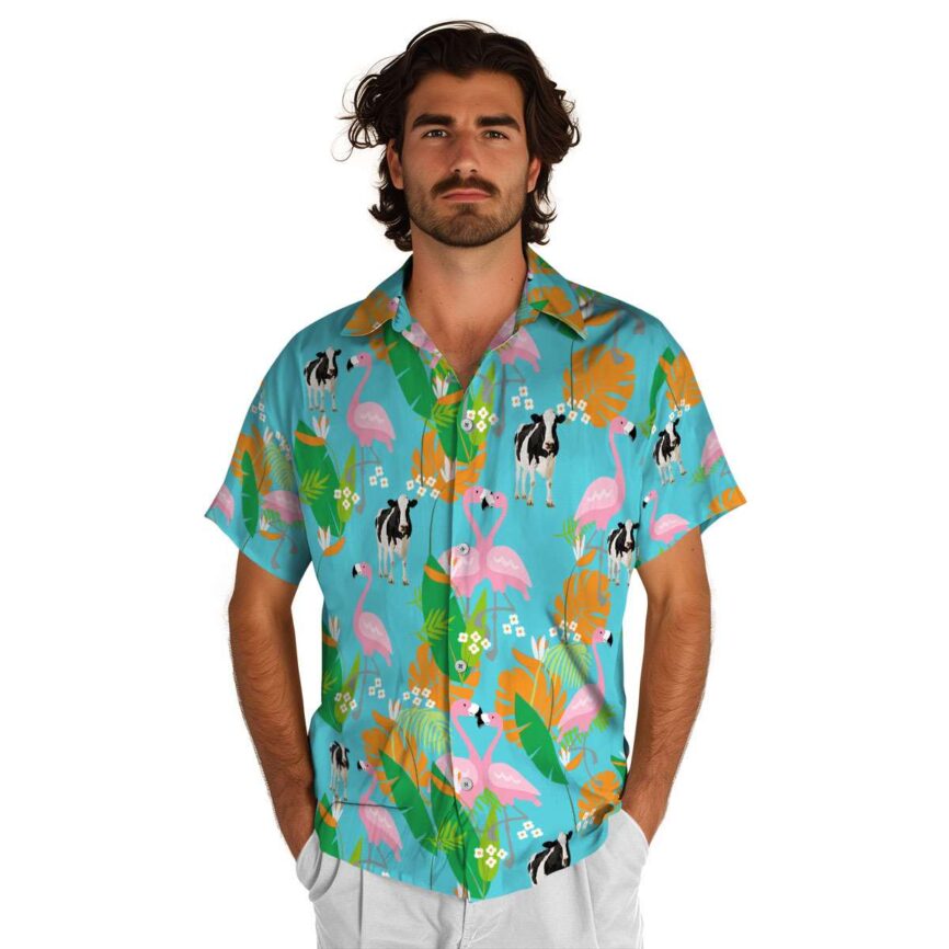 Cow Flamingo Leaf Hawaiian Shirt New Arrival