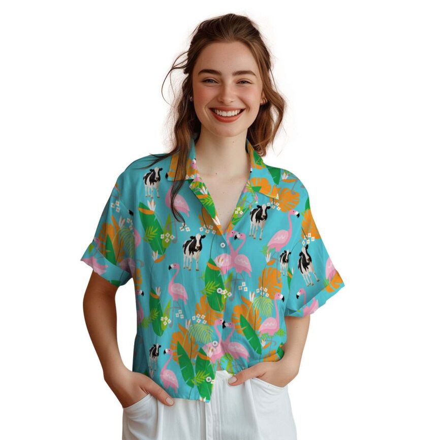 Cow Flamingo Leaf Hawaiian Shirt Top rated