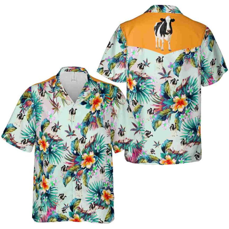 Cow Floral Burst Hawaiian Shirt Premium grade