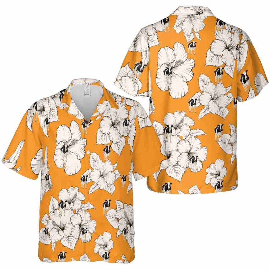 Cow Hibiscus Flower Hawaiian Shirt Premium grade