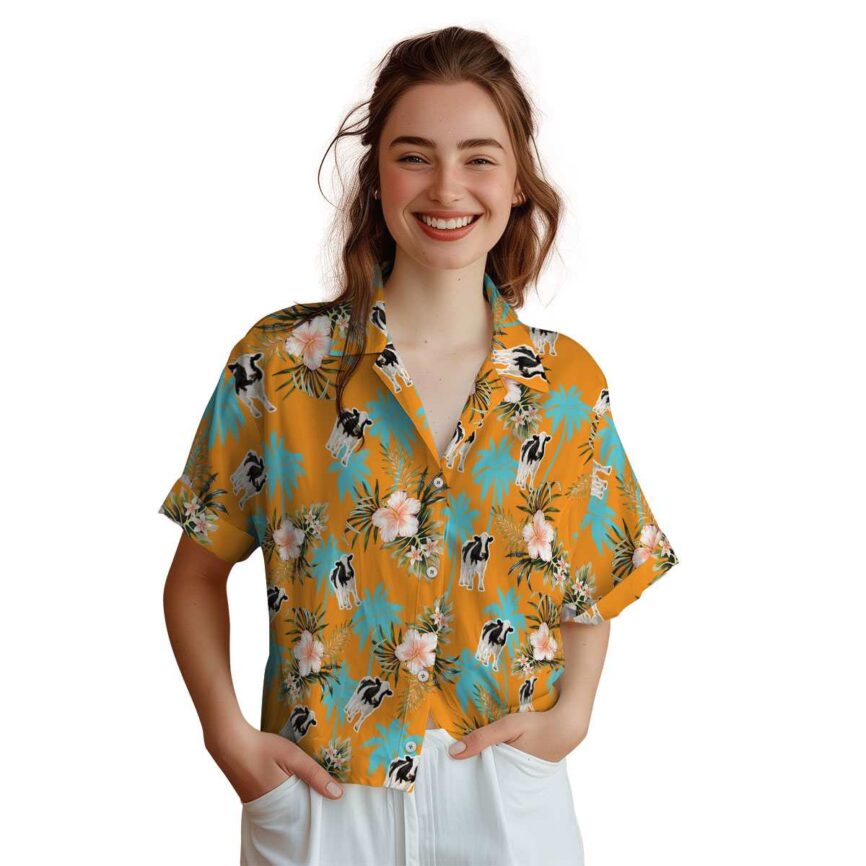 Cow Hibiscus Palm Hawaiian Shirt Top rated