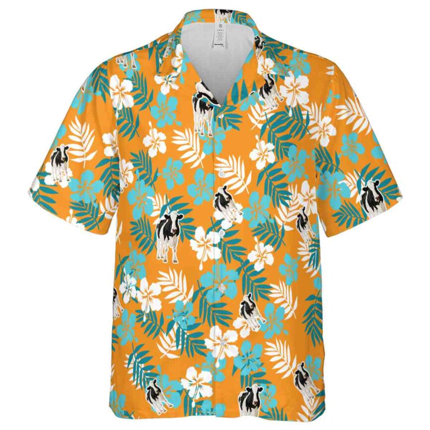 Cow Leafy Hibiscus Hawaiian Shirt Fashion forward