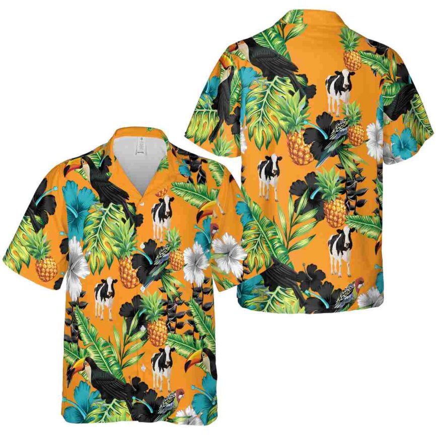 Cow Leafy Toucan Hawaiian Shirt Premium grade