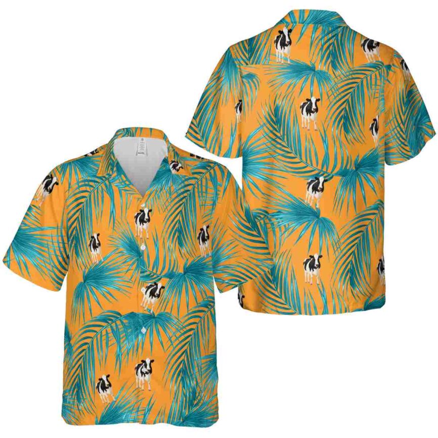 Cow Palm Frond Hawaiian Shirt Premium grade