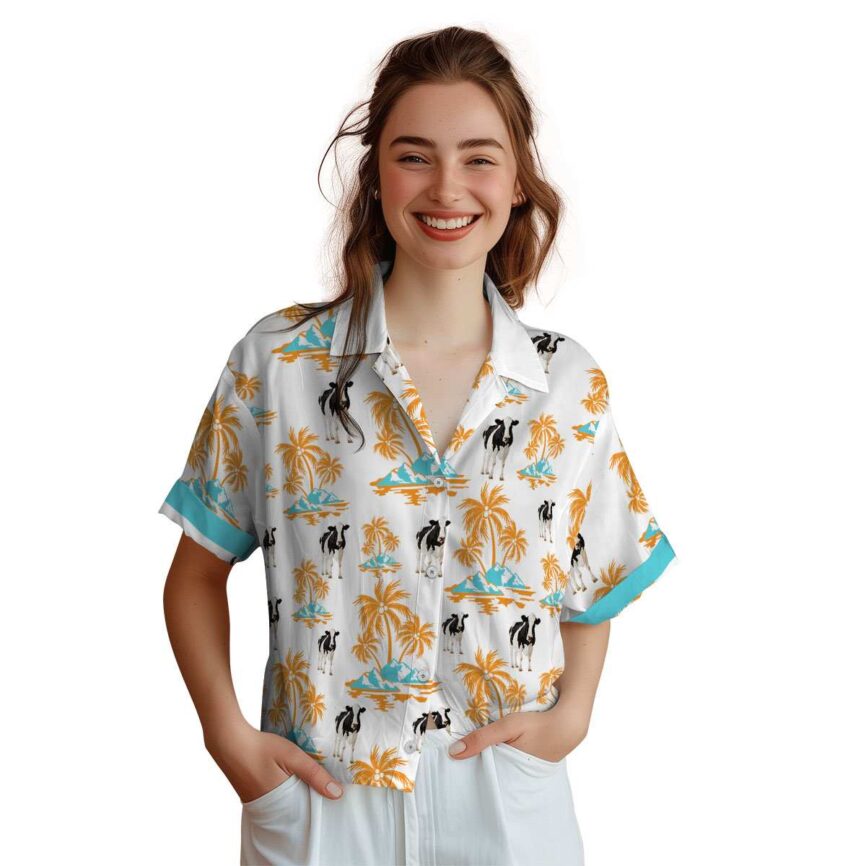 Cow Palm Island Graphic Hawaiian Shirt Top rated