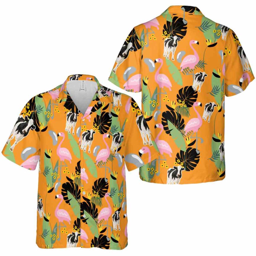 Cow Pink Flamingo Hawaiian Shirt Premium grade