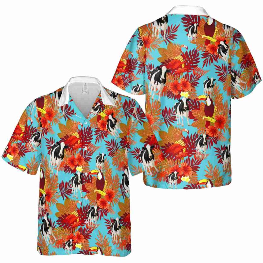 Cow Tropical Bird Hawaiian Shirt Premium grade