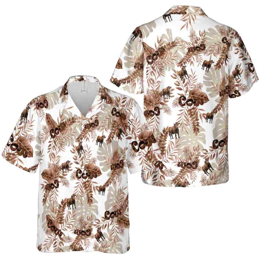 Cow Tropical Fronds Hawaiian Shirt Premium grade